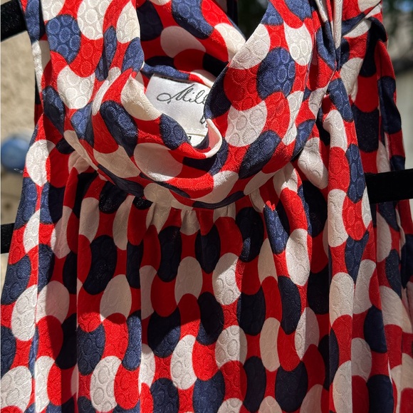 Milly Red and Blue Polka Dot Silk Blouse - Picture 4 of 4